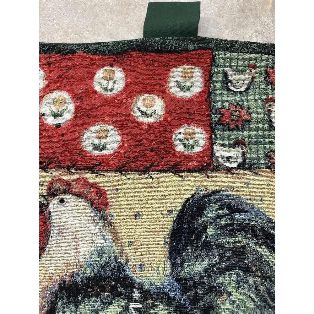VTG Susan Winget Tapestry Wall Decor Roosters Hens Sunflowers Country Farmhouse